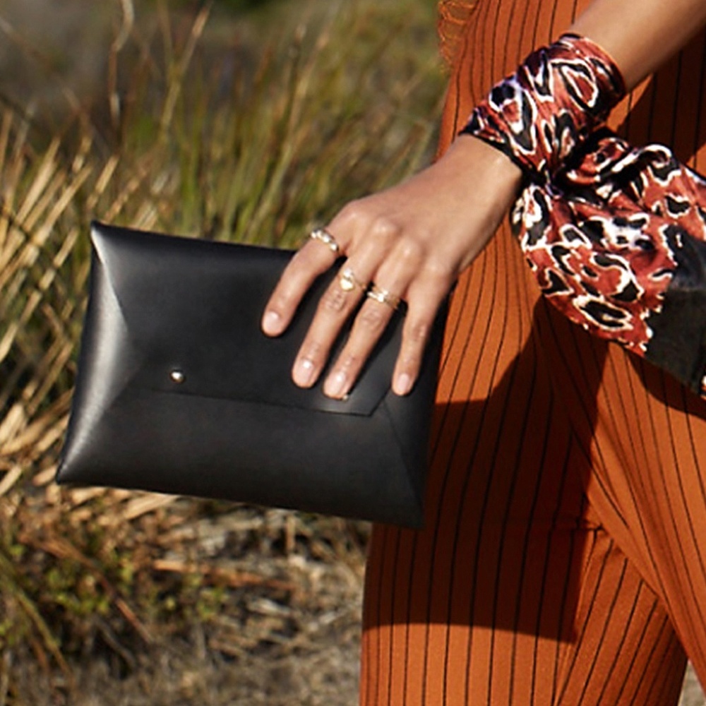 Tribe Alive Black Leather Clutch - Picture 2 of 6